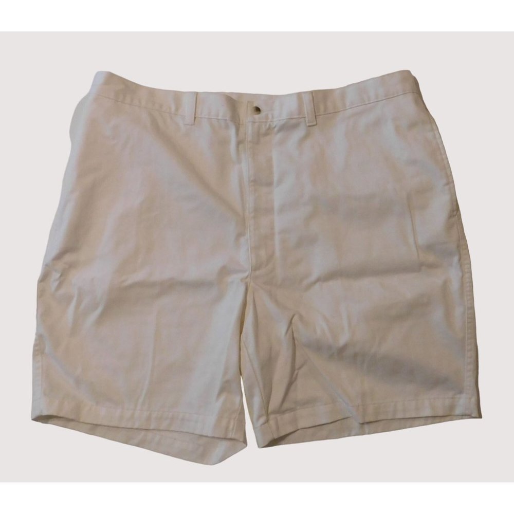Roundtree & Yorke Easy Care Shorts 42 White Flat Front Pockets 100% Cotton